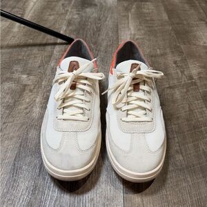 OluKai Men's Cream Sneakers with Orange Heel